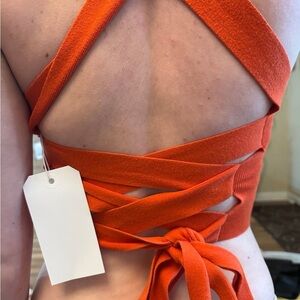 Free People Bold Orange Knit Top